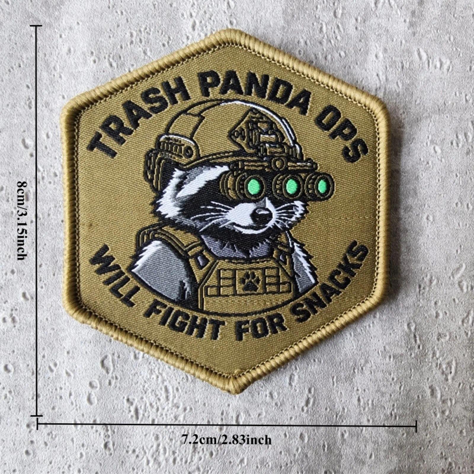 TEMU OPS Patch Tissé Raton Laveur Badge de Tactique Meme Animal Autocollant en Tissu pour Sac à Dos