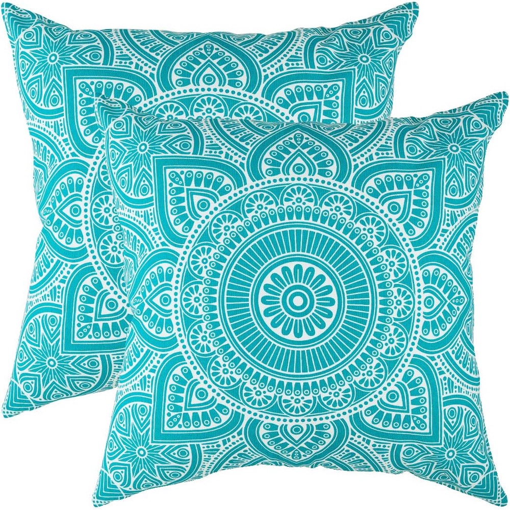 E-shop 2 Stück Mandala Herbst/Winter Kissenbezug-Set, 100% Wohnaccessoires Sofakissenhüllen, Türkisfarben, 2er Set