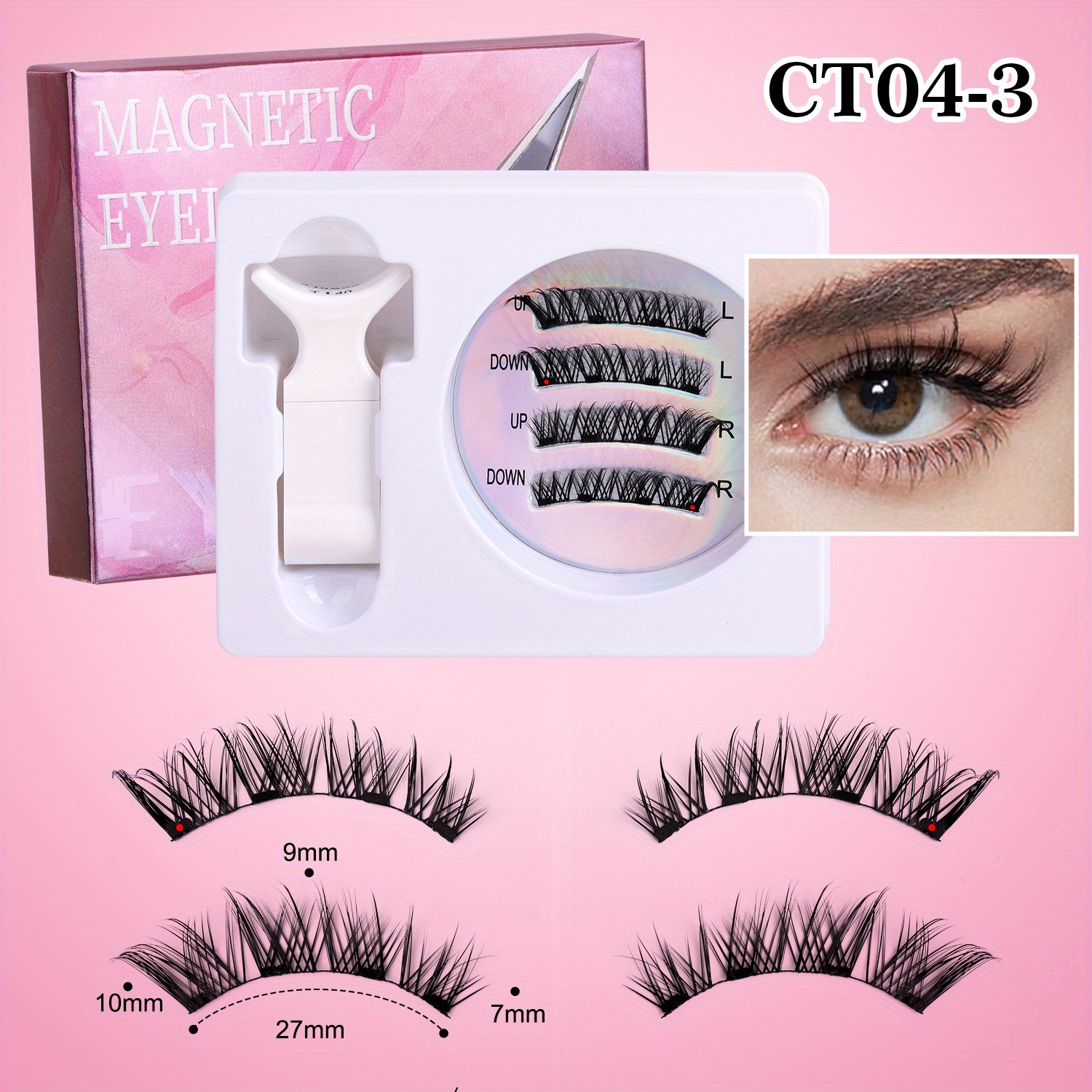 

Magnetic Eyelash Kit With Applicator - Reusable 3d False Lashes, Natural & Fluffy Styles, Mixed Lengths, Cat Eye & Cosplay Look, Easy To Apply, Waterproof, No Glue Needed For Daily & Party Makeup