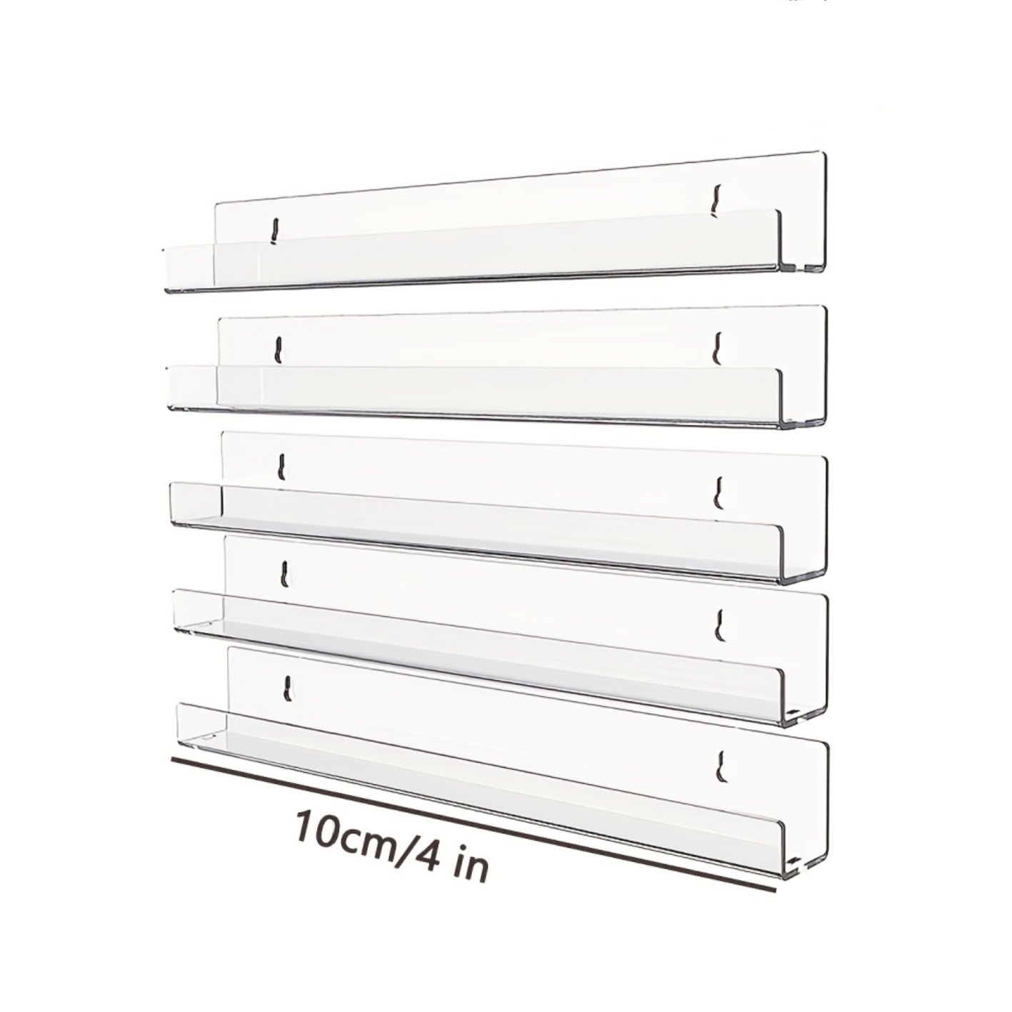 TEMU 5pcs Modern Acrylic Wall-mounted Shelf - Transparent Suitable For Bathrooms, Bedrooms & Kitchens, Space-saving Bookshelf With Matte, Minimalist