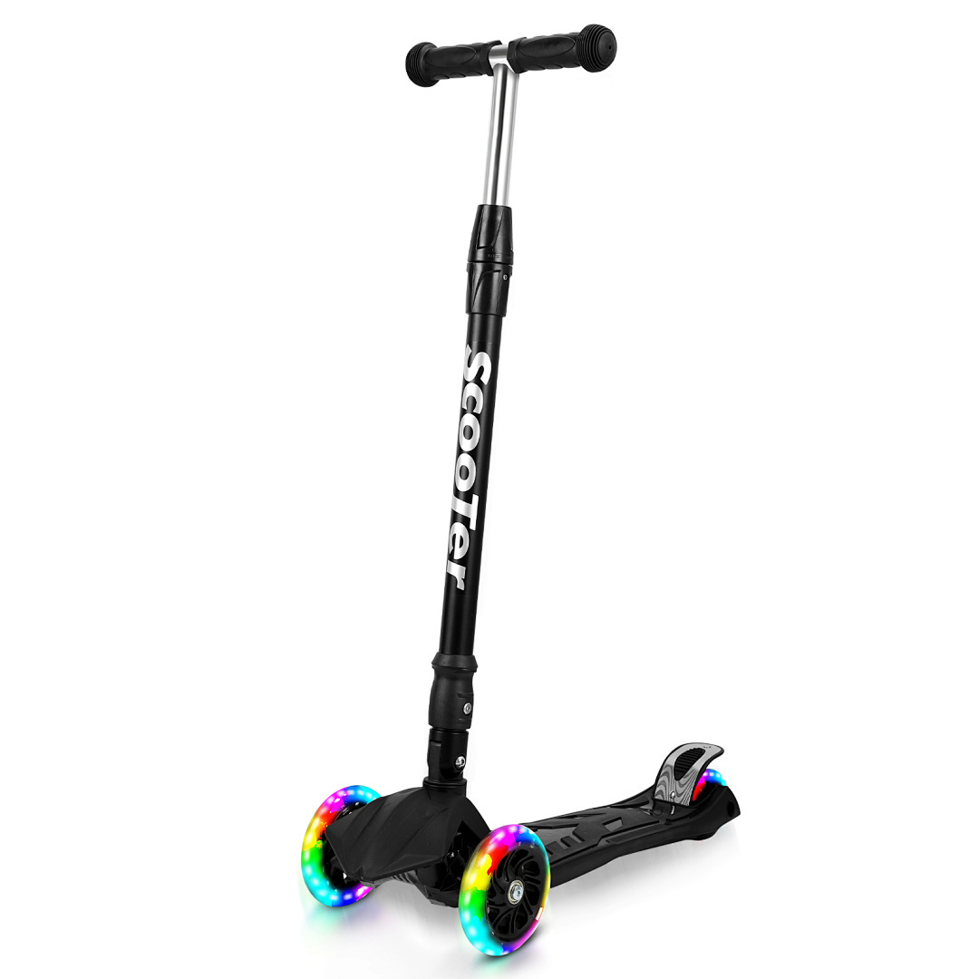 E-shop Roller Kickscooter 4 Farben Faltbarer Aluminium Kickscooter Pink/Blau/Schwarz/Grün 4 Stufen Höhenverstellbar Freestyle Pedal Scooter