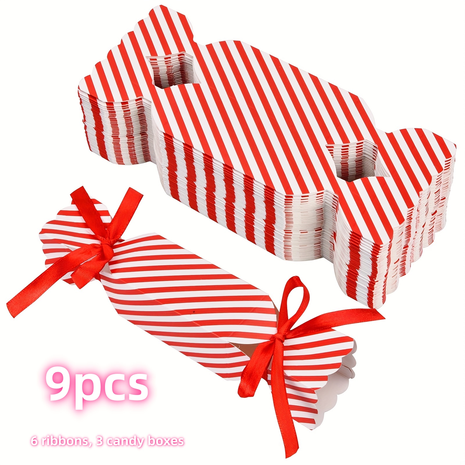 TEMU Gift For Her/him 9pcs Striped Packaging Gift Boxes For Weddings, Parties, And Valentine's Day Gift Box Packaging Supplies, Christmas, Halloween