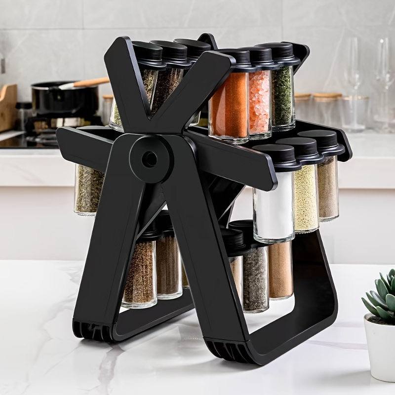 1 ensemble de   étagères à épices avec 18 pots à épices,   roue rotative à  °, étagère à épices, bouteille à épices, ensemble de porte-bouteilles à épices en verre spécial cuisine, rangement de classification des épices, scellé et anti-humidité, rangement facile, ensemble doutils de cuisine   détails 0