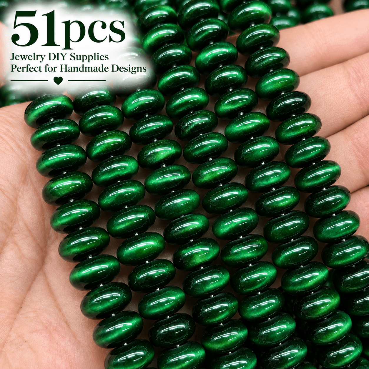 TEMU 51pcs Perles Œil de avec Trous, 5Mm X 8Mm Perles Décoratives, Matériaux de Bijoux, Convient pour Bracelets, , Boucles d'Oreilles, Porte-clés,