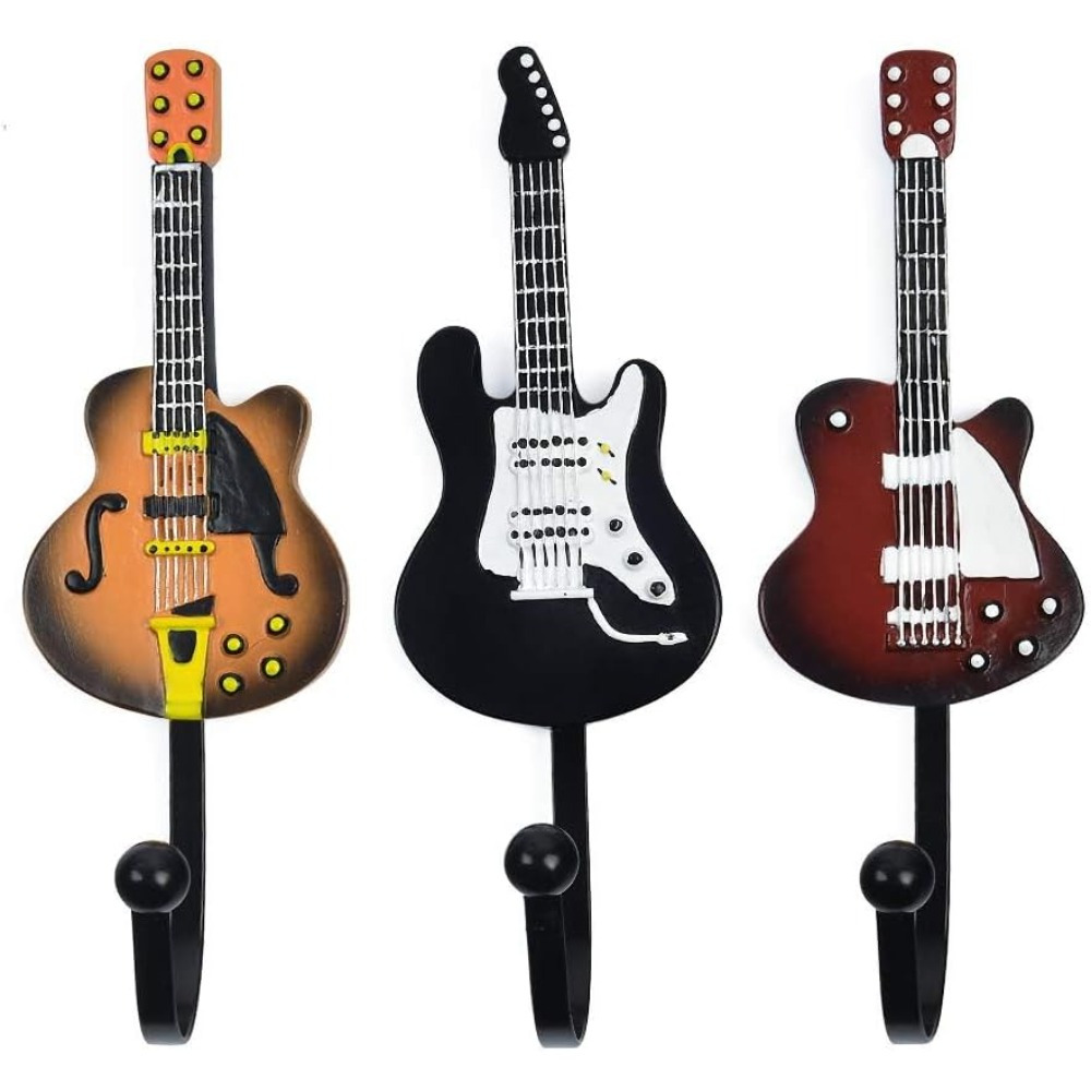 TEMU Gancio decorativo retr簷 a forma di chitarra per appendere vestiti, cappotti, asciugamani, chiavi, , resina, montaggio a parete, resistente