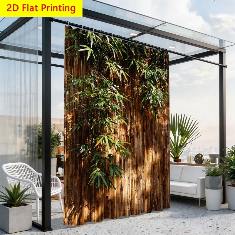 TEMU Cortina de exterior de 1 panel con estampado 2D, anillas para colgar, para toldo exterior, a prueba de viento y con protección solar, adecuada