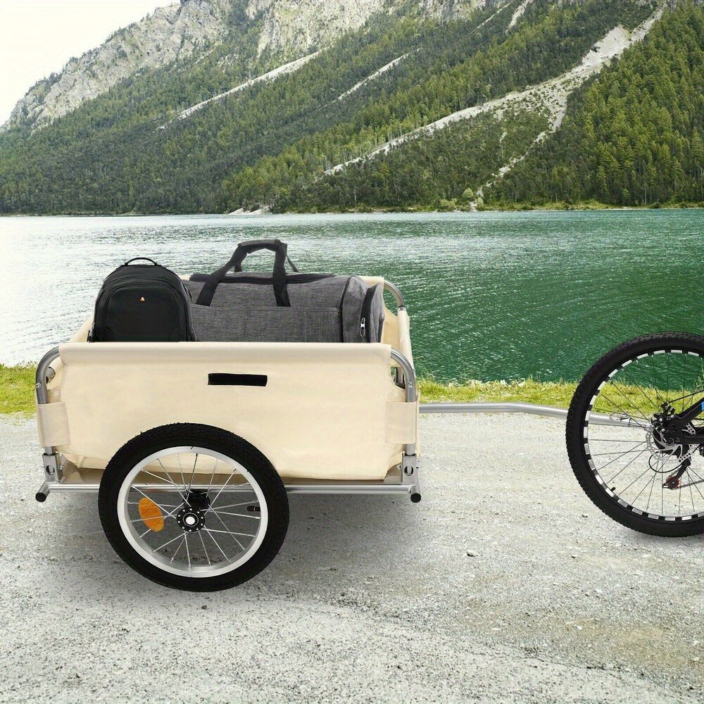Lalowde Bicycle Bike Cargo Trailer Steel Carrier Storage Cart Wheel Runner For Shopping