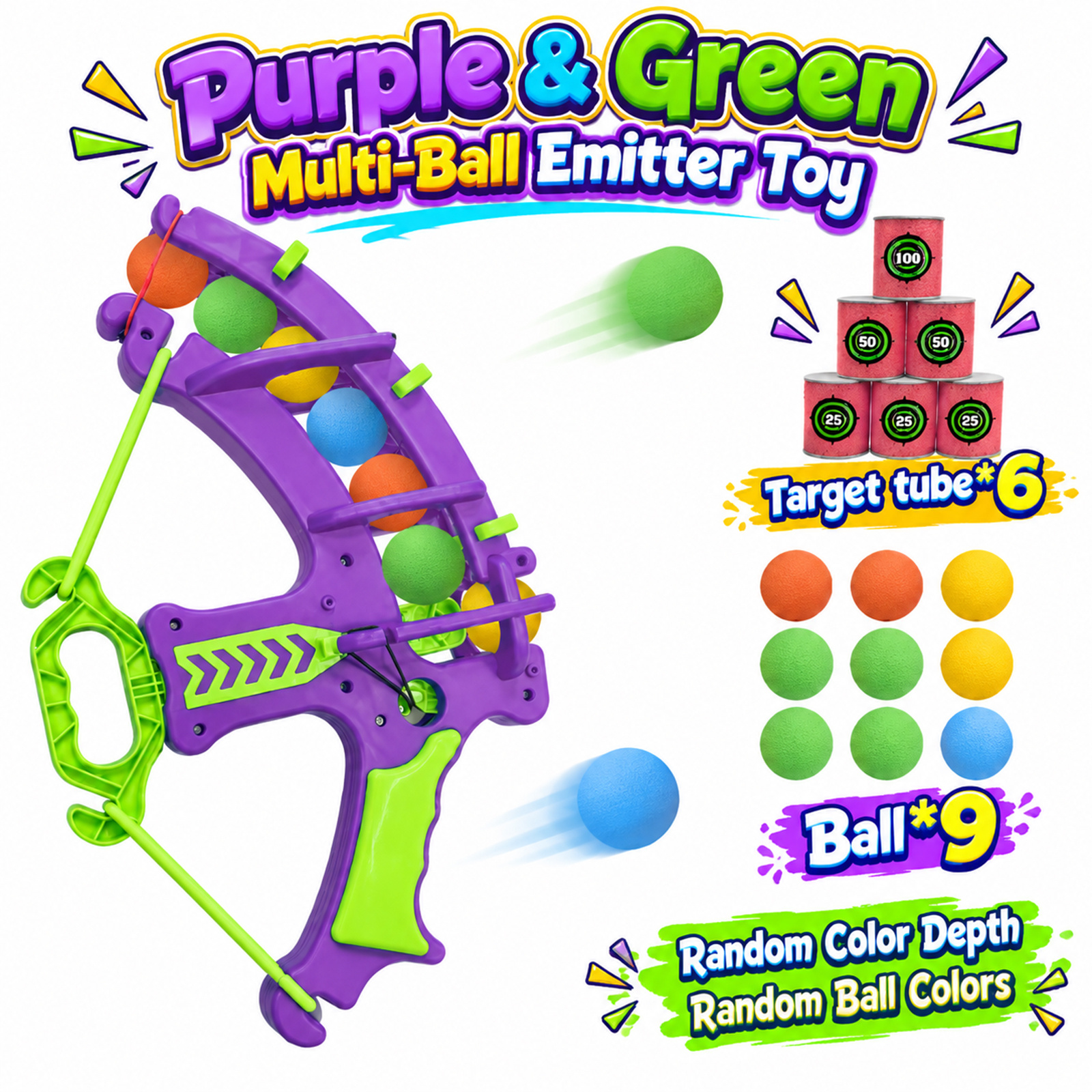 TEMU 16pcs Purple Toy Cannon Set, Purple Toy, 6-tube, Multifunctional Design, Halloween Christmas Gift, Random Color