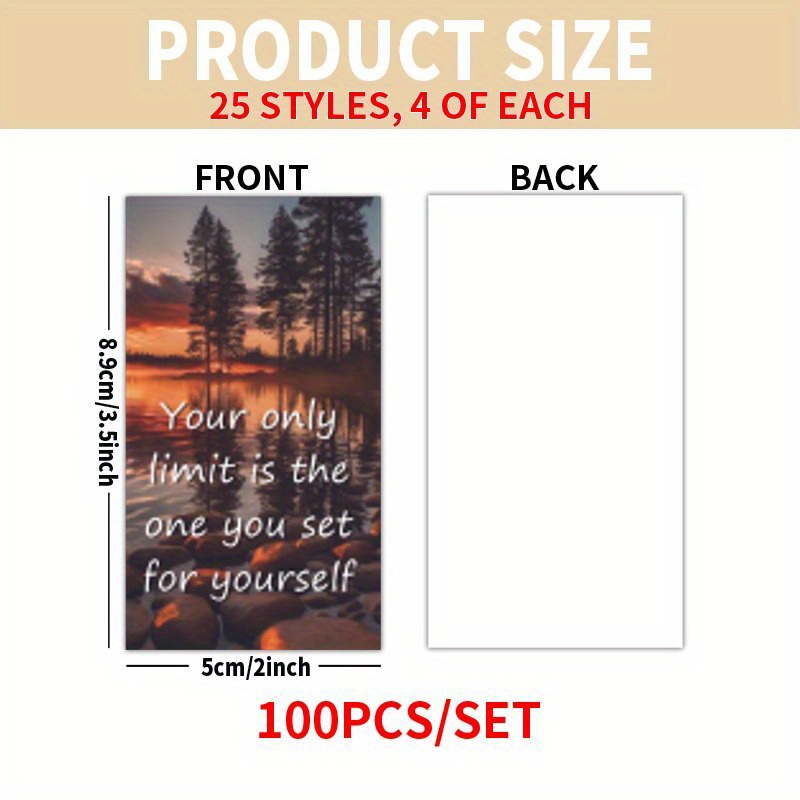 TEMU 100pcs Cards Set -scenic Inspirational Quote Cards For , Family, Back-to-school, Mother's Day Father's Day, Easter Gifts