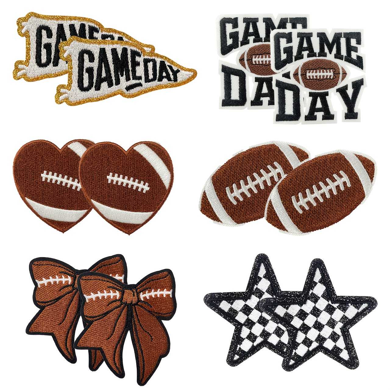 TEMU 12pcs American Iron-on Patches Set Game Day/championship Trophy/# 1 Gesture Multi- Hat Backpack Decoration Sticker