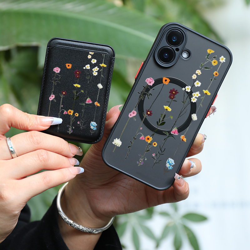 TEMU Phone Case - 2pcs 1 Set & Fashionable Luxury All Inclusive Shockproof A Of Flowers Pattern For Iphone 16 15 14 13 12 11 Pro 8 Pus Magnetic Phone