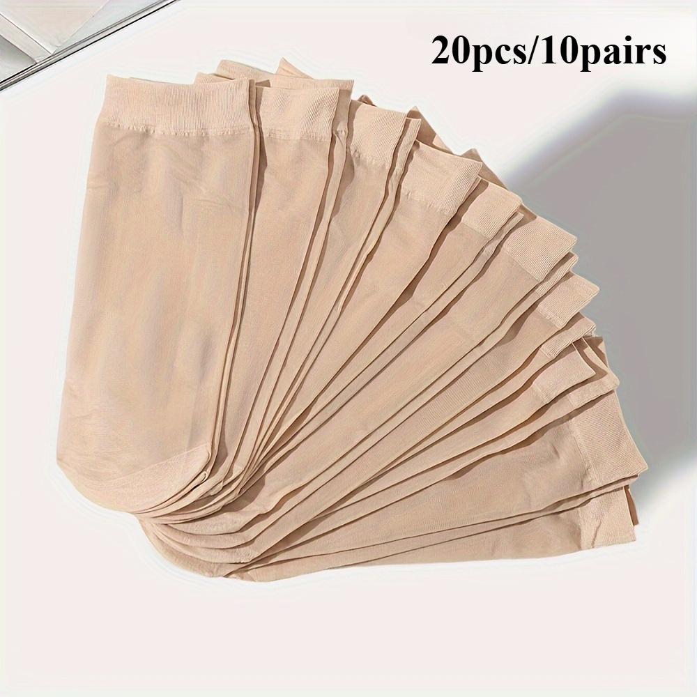 20pcs/10pairs Solid Color Transparent Socks, Comfortable And Breathable Socks, Women's Socks And Stockings