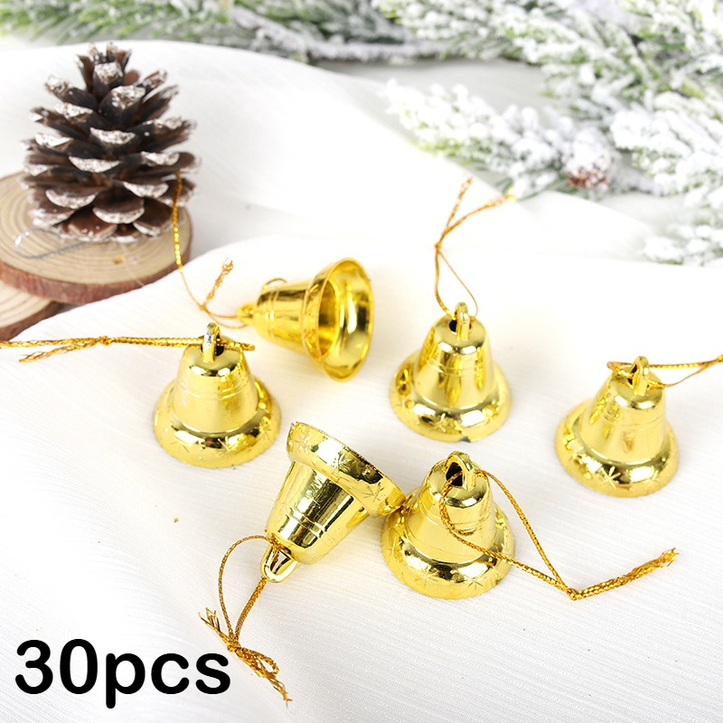 TEMU 30pcs Christmas Ornaments, Golden Plastic Bell Charms, For Hanging On Christmas Trees, Holiday Craft Decorations, Suitable For Parties And Home