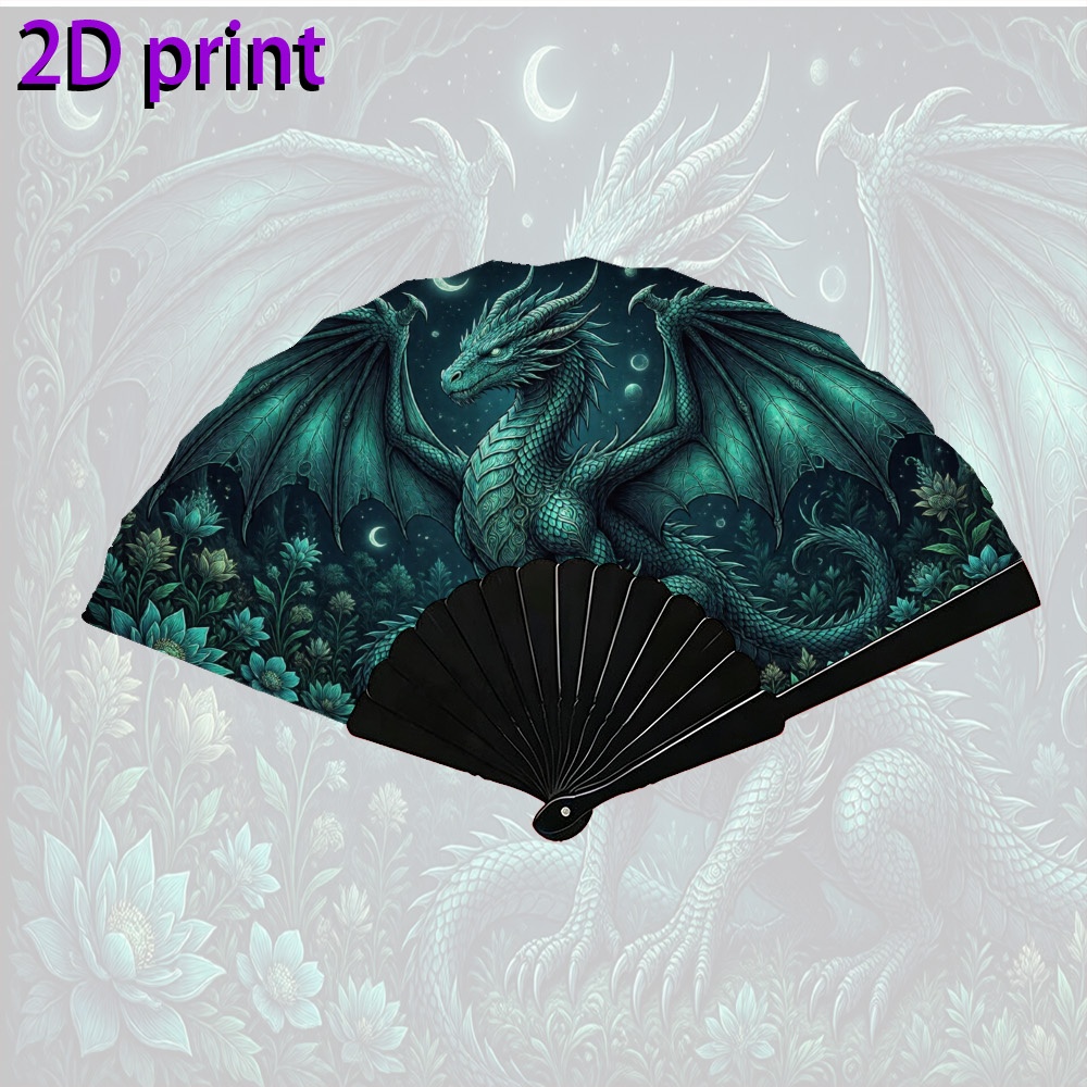 TEMU Éventail pliant à main une pièce pour homme et femme avec illustration de nuit et secret étoilé-, convient pour la danse, les séances photo, les