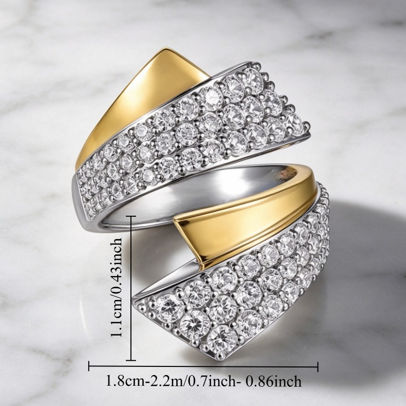 Women's Twisted Open Punk Ring with Synthetic Zirconia Inlay