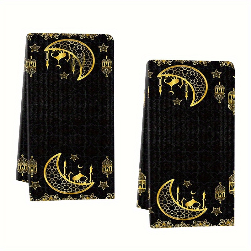 

2-pack Ramadan Kitchen Towels, 18x26 Inches, Cartoon Theme, 100% Polyester, Hand Wash Only, Woven, Soft Polyester Fiber, Ideal For Home & Party Decor