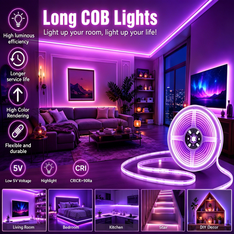 TEMU Bande Lumineuse Violet 225CM, Lampe de Chevet, Lumière de Coiffeuse, Éclairage d'Armoire, Alimentation 5V-USB, pour Rétroéclairage TV, Chambre,