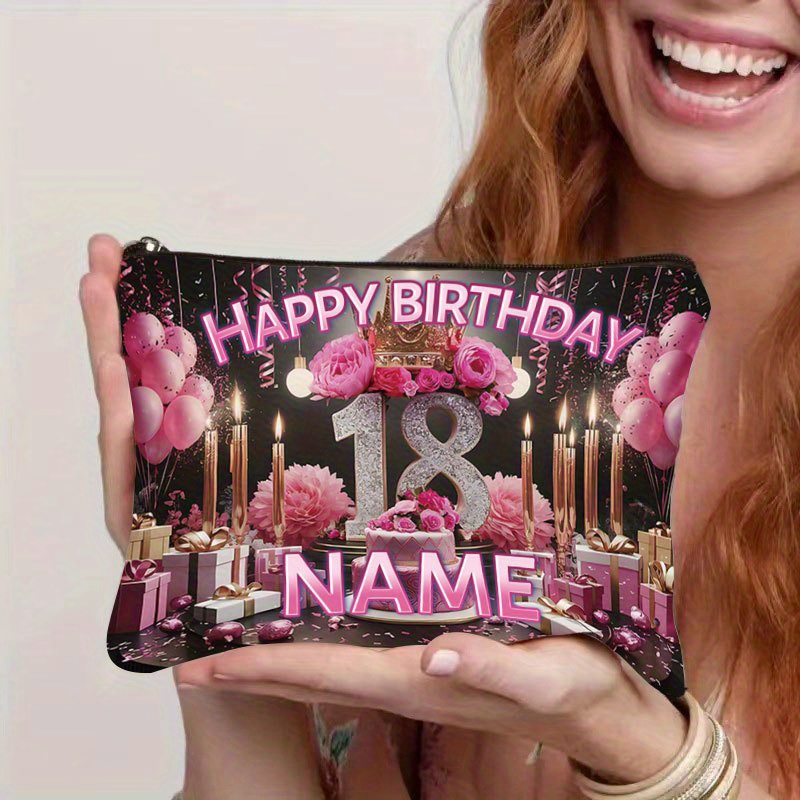 TEMU Custom-1pc Personalized Name Makeup Bag, Simple And Stylish Pattern Gift, Exquisite Makeup Pouch Zipper Bag, Cosmetic Bag Toiletry Bag,