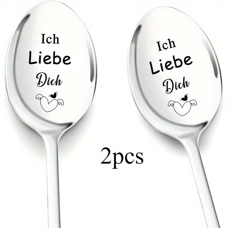 E-shop Geschenke für Paare "Ich liebe dich" Geschenke - 2 Stück Kaffee Löffel mit Gravur Geschenke für Sie Valentinstagsgeschenke für Frauen Männer