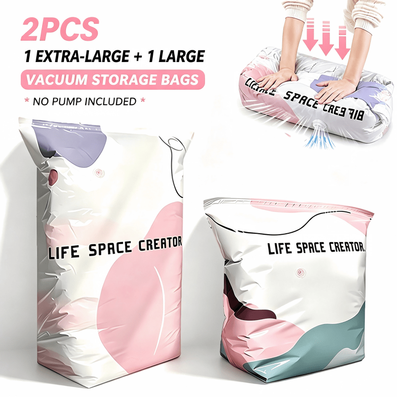 TEMU 3d No-pump Vacuum Storage Bags, Heavy Duty Hand Press Seal Compression Space Saver Bags, Reusable Air Tight Storage Bags For Clothes, Quilts,