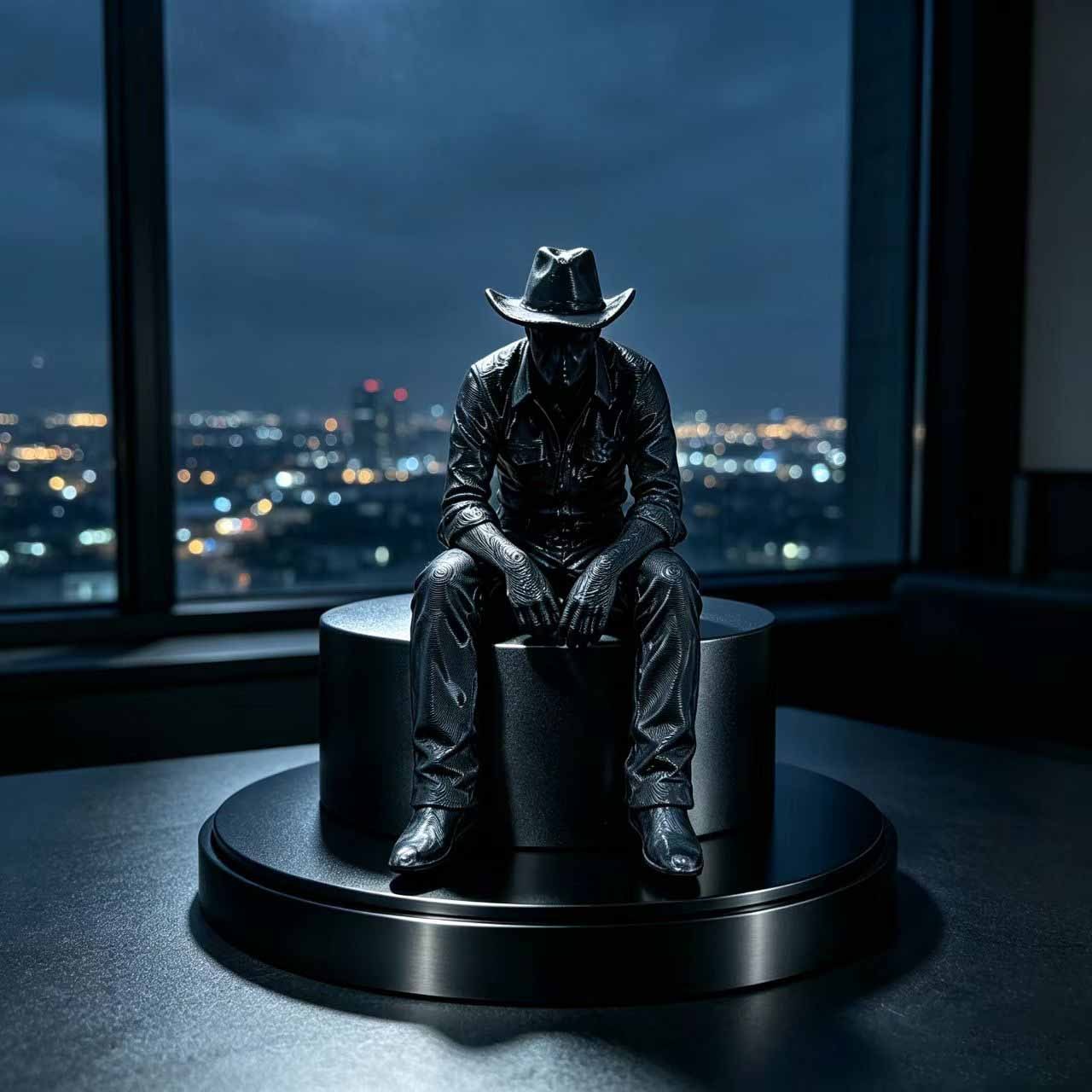 TEMU Ornement Sculpture Cowboy Triste, Idéal pour Décoration de Table/Etagère - Figurine , Accessoire de Décoration de Maison, Ornement de Bureau,