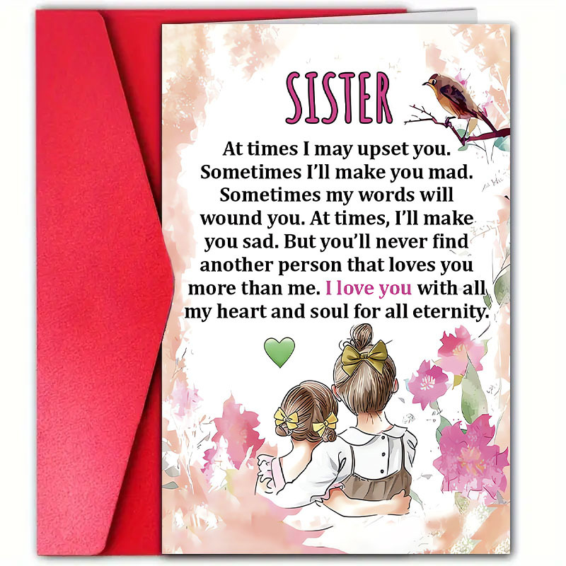 

1pc Sister Greeting , For Any , Christmas , Of And To Sister, Or