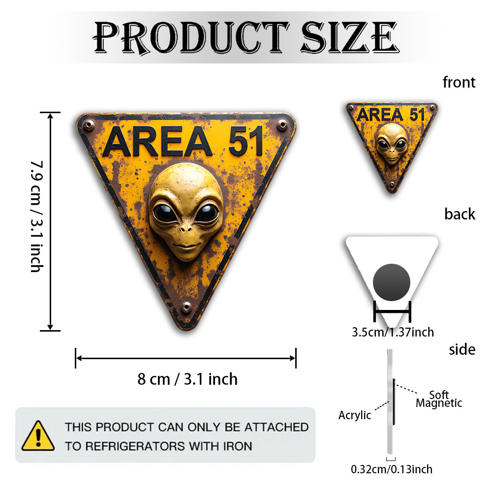 Image of 1pc Ufo-themed Magnet Compatible For Collectibles - Vintage Face Fridge Magnets With Acrylic Retro Design - Ufo Enthusiast Gift For Fridge, Office & Spy-themed Decorations, 2d Flat