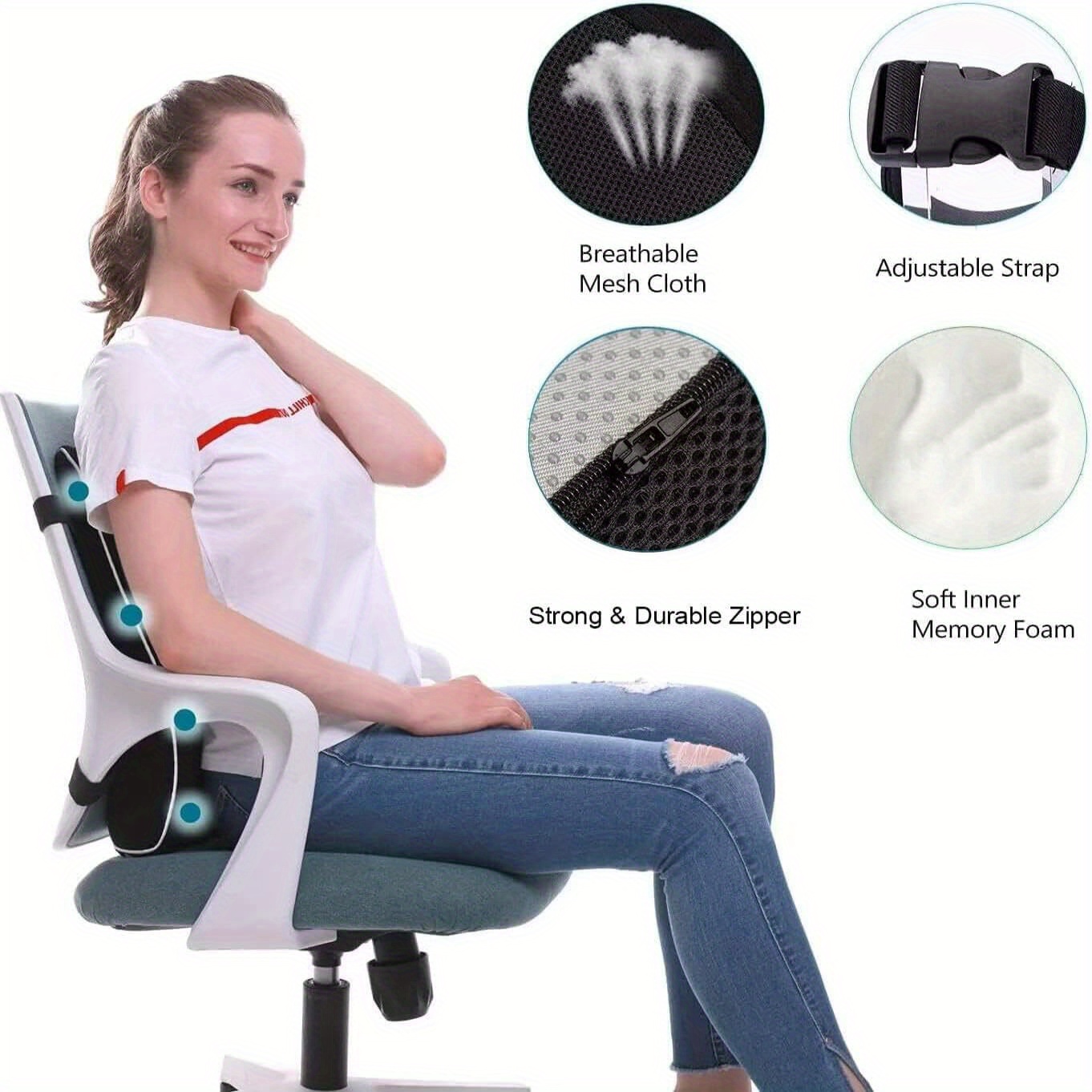 office lumbar support     sit for long periods slow rebound lumbar cushion super comfortable for lower back support ergonomic waist pillow conforms and supports   to back Product details 0