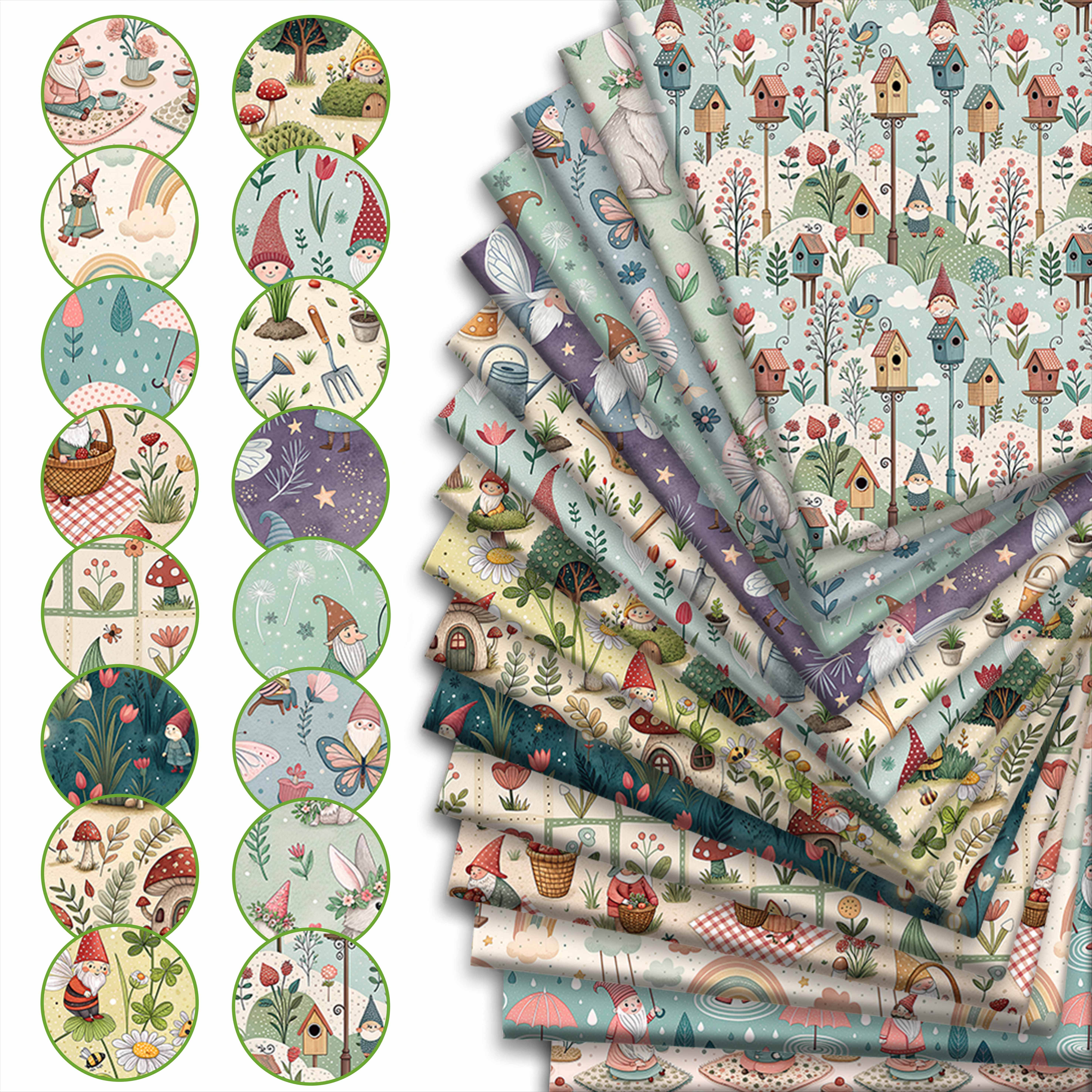 TEMU 16pcs Set, 12.5×25cm Small Size, Fairy Block Set, Diy Tote Bag Sewing Material Kit, Fairy Garden Printed Fabric, For Handmade , Adult Handmade