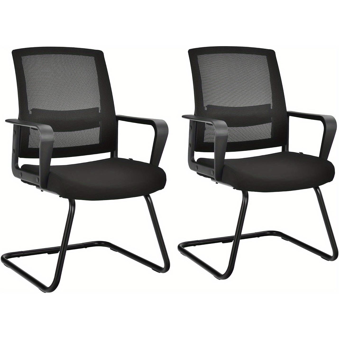 Office Chairs, Cantilever Chairs, Set Of 2, Visitor Chair, Conference Chair, Ergonomic With Lumbar Support, Rocking Chair, Meeting Chair, Metal Frame, Load 136kg, Padded