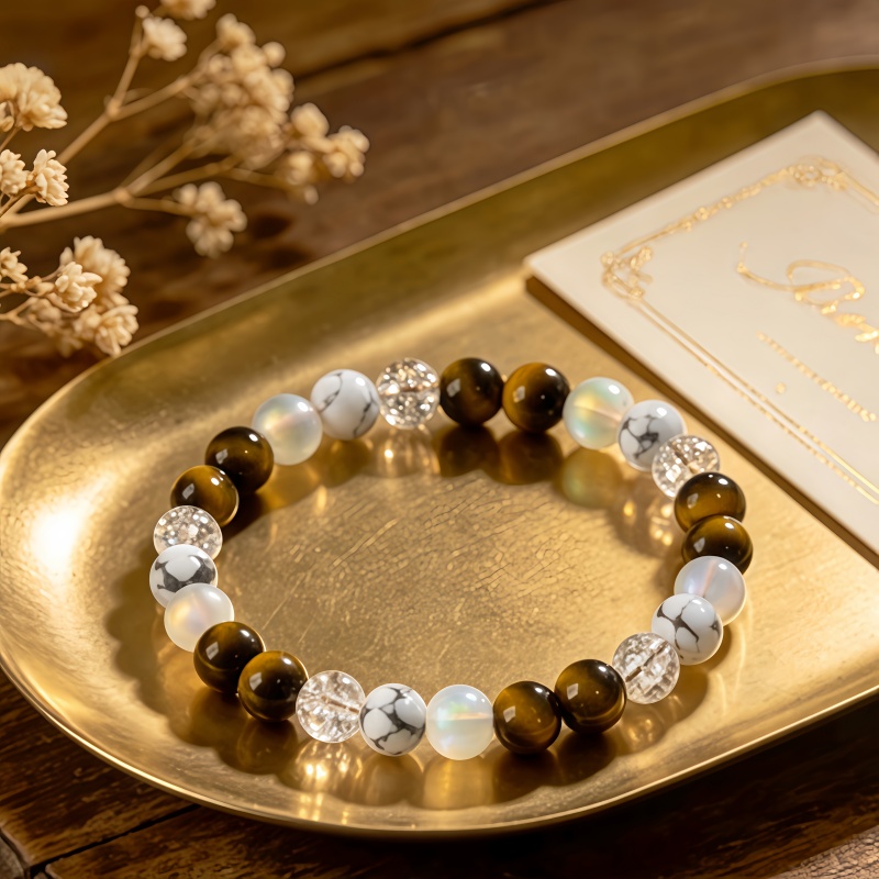 Natural Tiger's Eye Beaded Bracelet, Bohemian Style Gift