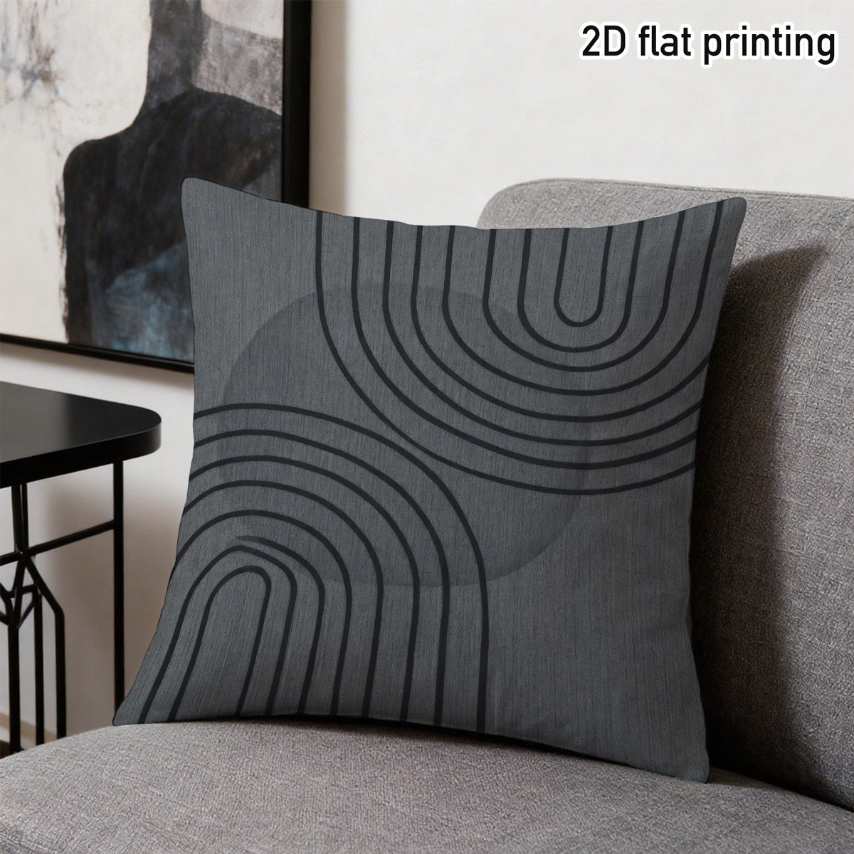 TEMU 1 housse de coussin géométrique en arc, imprimée - avec des courbes abstraites et des cercles dégradés, fabriquée en tissu polyester de haute