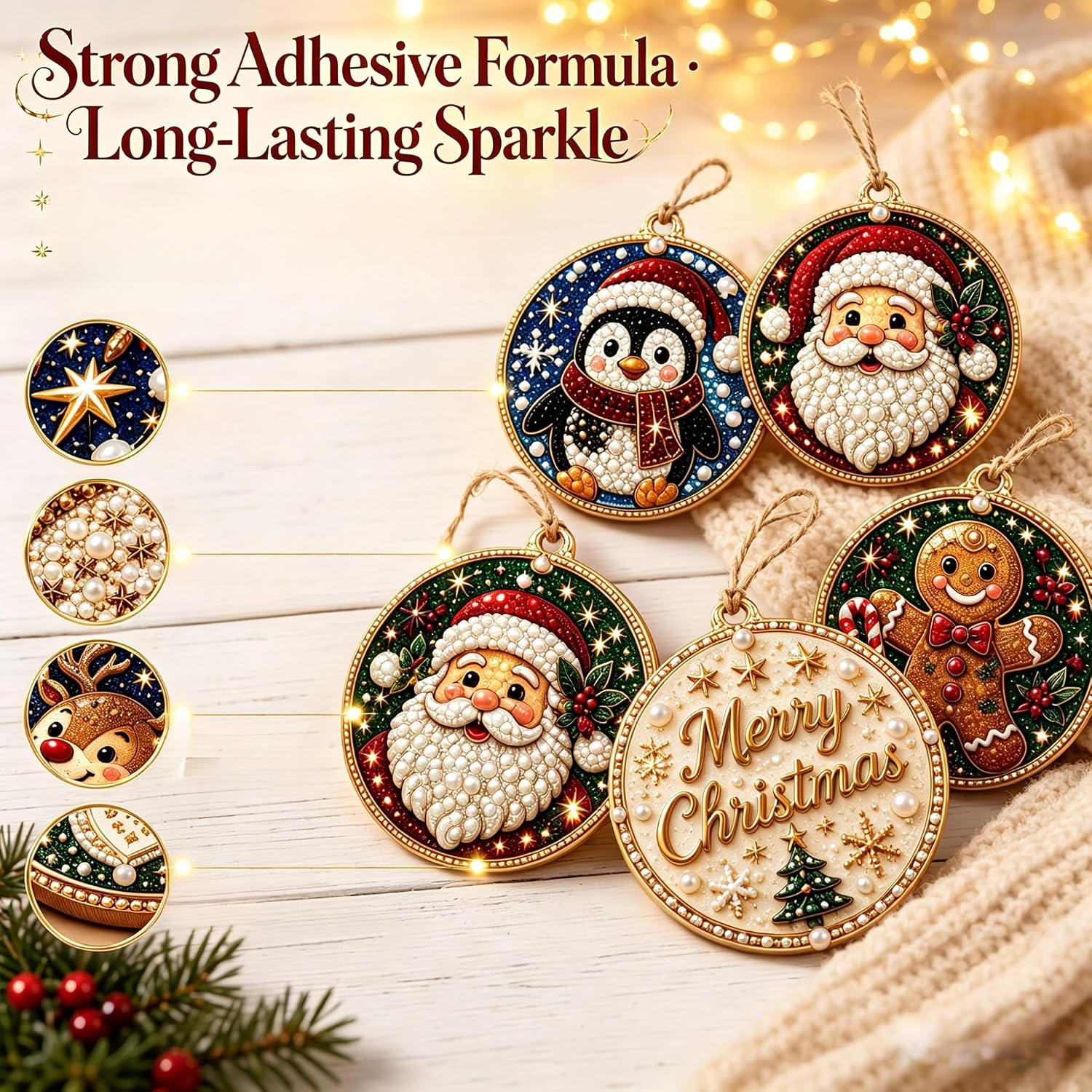 12pcs christmas ornaments diy pearl   painting kit for xmas tree
