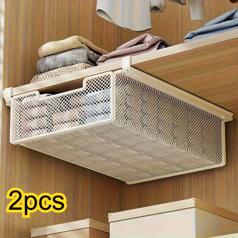 Portable Under-Table Hanging Storage Basket with Pull-Out Drawer