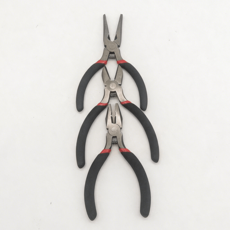 TEMU 4.5-inch Precision 3pcs Pliers Set| Long Nose, Diagonal& Combination Cutters, Needle-nose& Anti-slip Grip| Professional Kit Jewelry, Model&