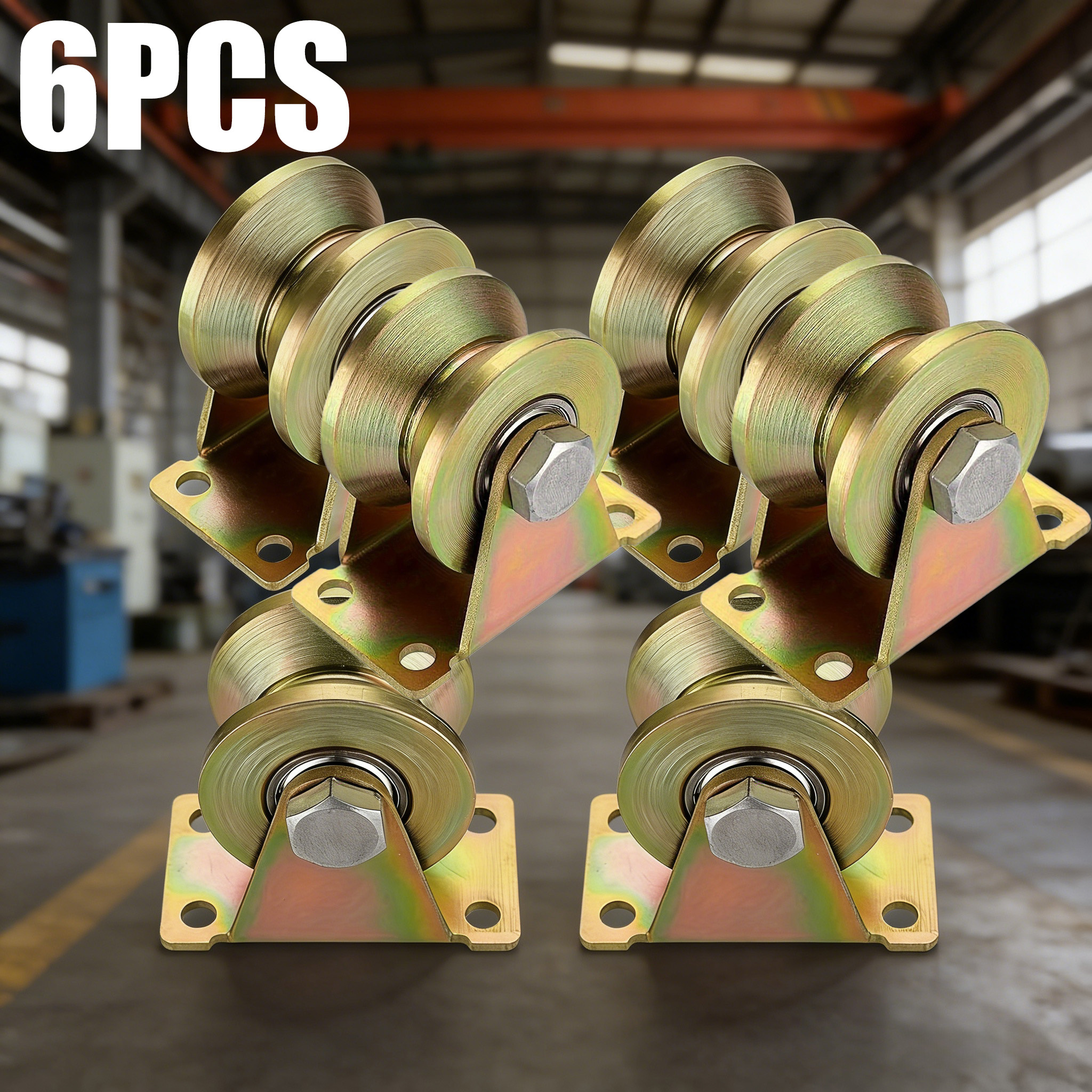 TEMU 6-pack Heavy Duty Cable Pulley And V- Sliding Door Caster Kit For, Inverted And Industrial Machine Guide Rail, With Coated V- Rollers