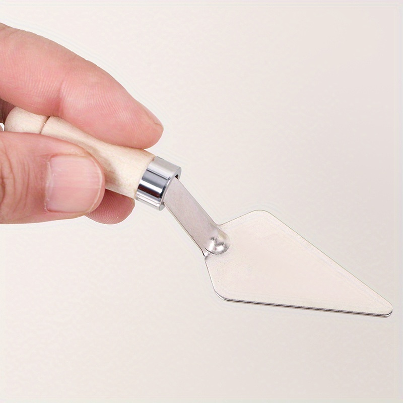 1pc Painting Spatula Stainless Steel Palette Knife Wood Handle Mixing Tool Stainless Steel Knife Canvas Scraper