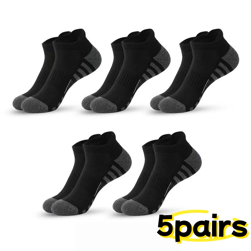 TEMU Lot de 5 paires de chaussettes basses décontractées à de couleur, évacuant l'humidité, respirantes, avec bout et talon renforcés, chaussettes de