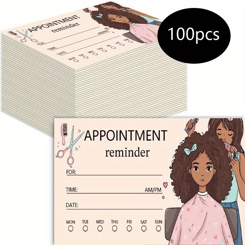 TEMU 100 tarjetas de recordatorio de citas, ideales para salones de belleza y spas de manicura y pedicura, con medidas de 3.5X1.9 pulgadas, diseñadas