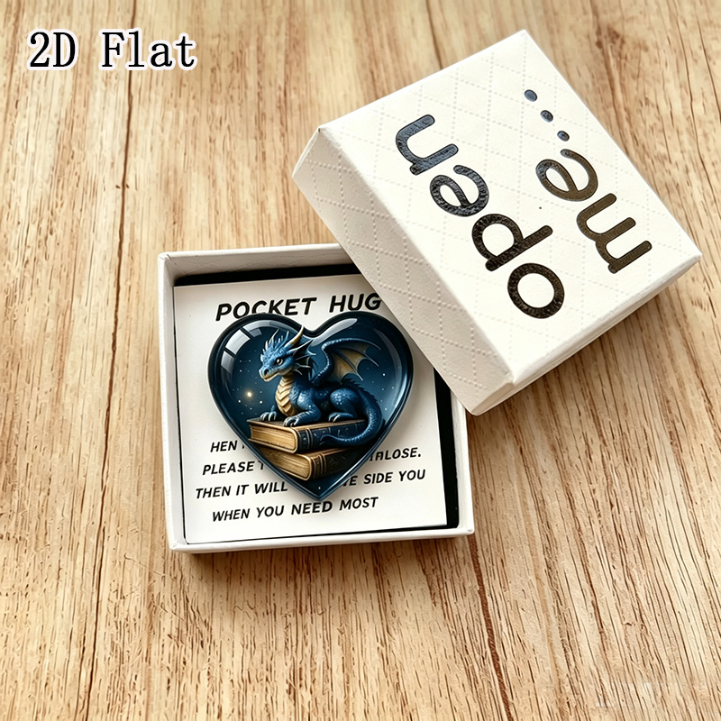 TEMU 2d Flat Acrylic Box Gift, Surprise Box, Gift Packaging Box - With Mini Greeting Card, Dragon Acrylic Decoration, Gift, Father's Day Gift, Gift
