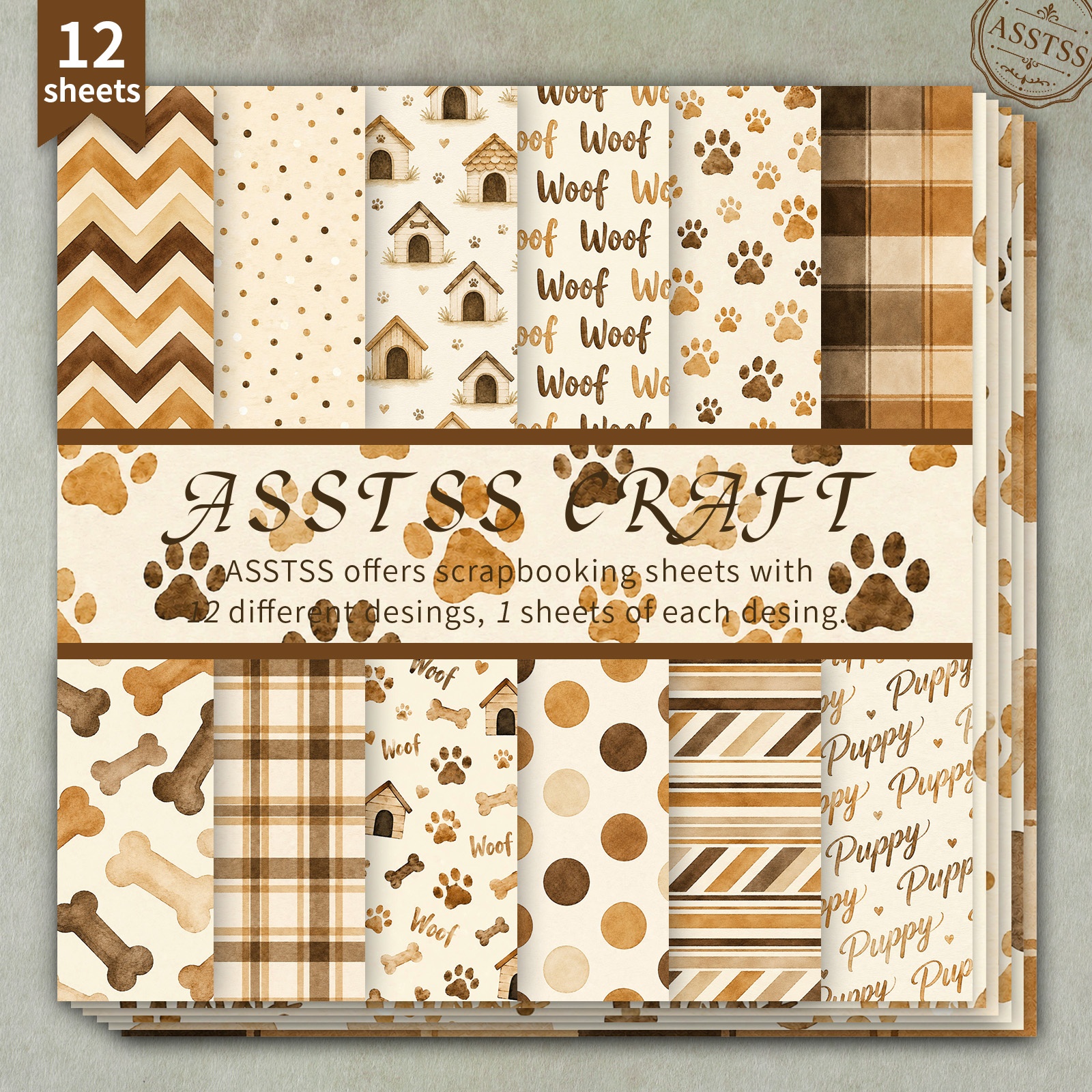 TEMU Bloc de papier épais pour scrapbooking ASSTSS de 12 feuilles, adapté au journaling, au collage et aux loisirs créatifs - Feuilles de support à