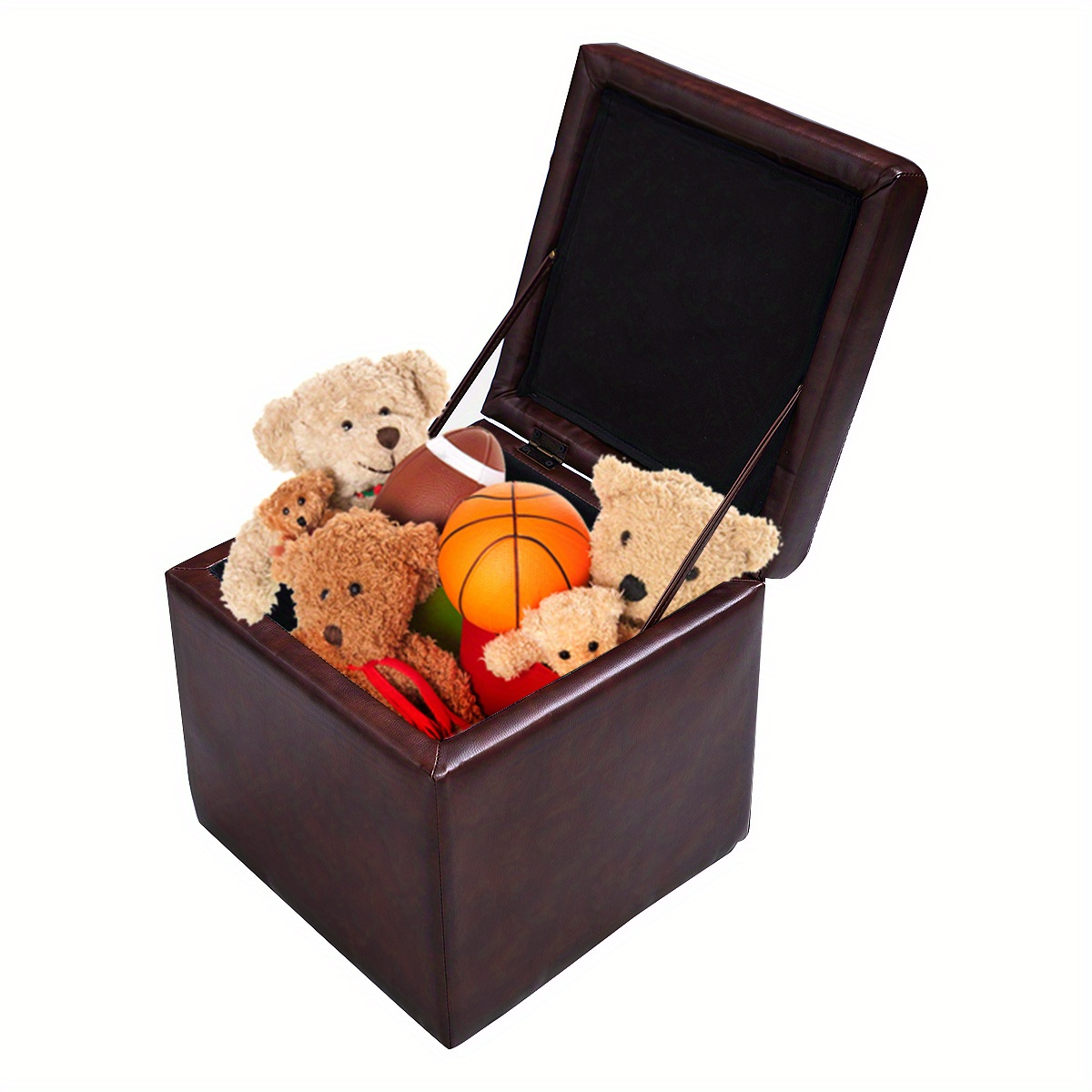 TEMU Multigot 40cm Cube Ottoman Storage Box Footstools W/hinge Top Room Bedroom Furniture Brown
