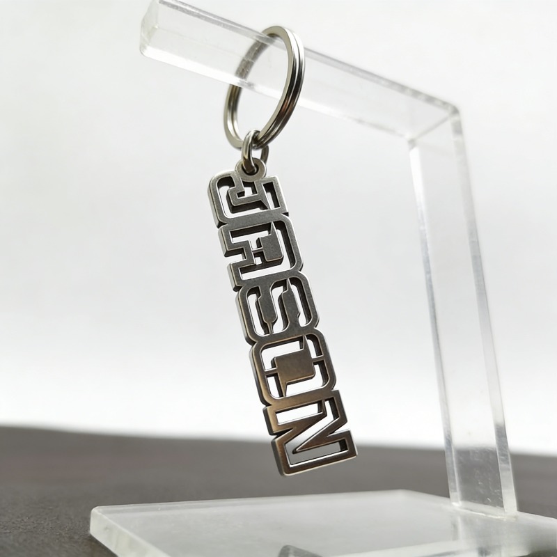 TEMU Llavero personalizado de acero inoxidable personalizable sin llave, llavero de metal duradero de estilo minimalista, regalo ideal para
