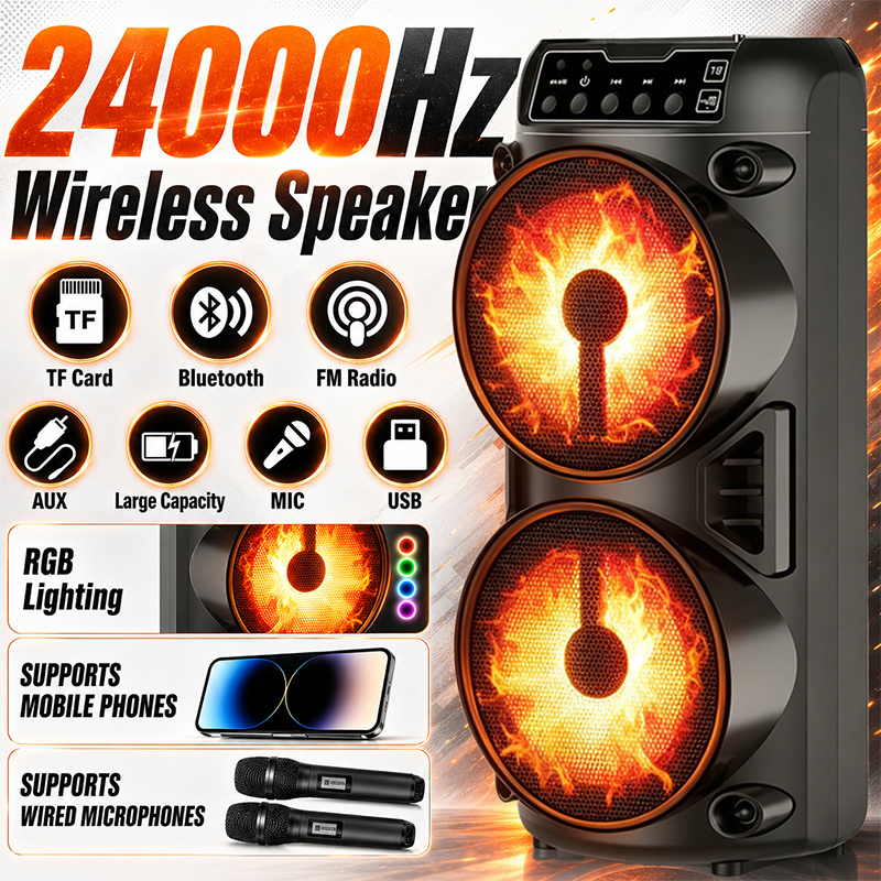 Portable Wireless Bluetooth Speaker, Rich Wireless Loudspeaker With Led Light Effect, Bluetooth 5.3, Gift For Indoor & Outdoor Party, Picnic Gathering Scenes For