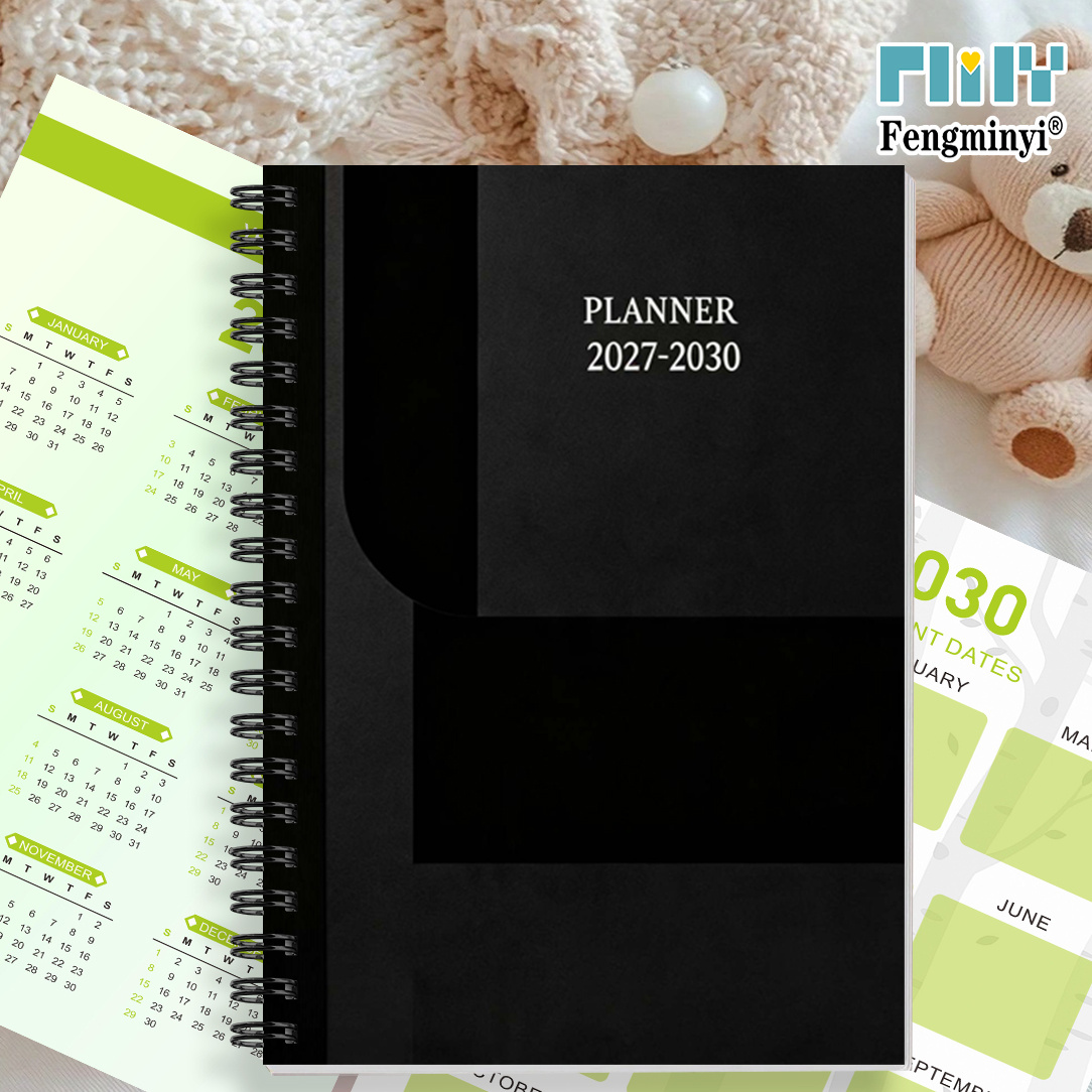 TEMU 2d Flat Planner, 1pc 2027-2030 Monthly Planner, Four-year Monthly Planner, Black Themed Cover , Annual Planner, Four-year Calendar Planner,