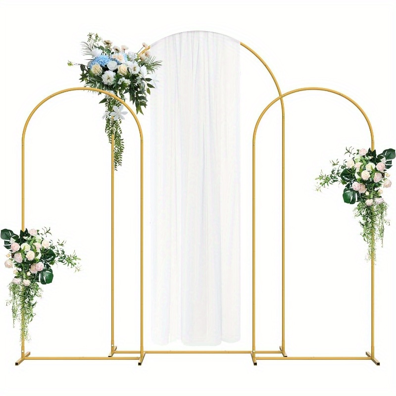 

Wedding Arch Backdrop Stand Set Of 3, 7.3ft& 6ft& 6ft, Metal Arch Backdrop Stand For Wedding , Outdoor Indoor Birthday Party, Garden Floral Balloon Arch Decoration