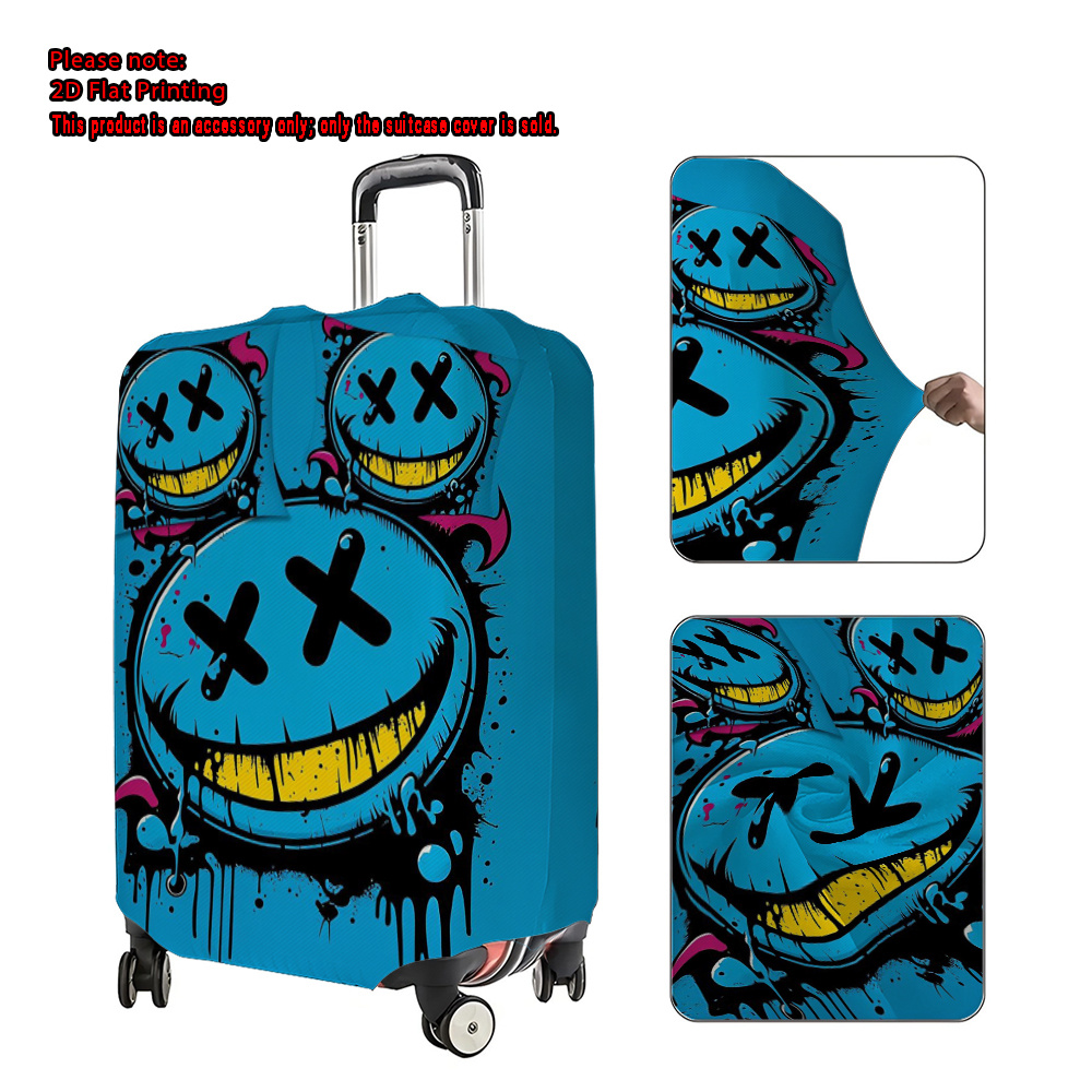 2d flat ipc luggage cover graffiti   face printed luggage protective cover luggage not included only   is sold trendy high   protective cover travel luggage cover trolley case protector suitable for business trips
