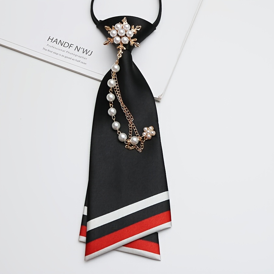 TEMU 1 Floral Bead Tie, No Sewing Required, Double-layer Design, Suitable For Style, Parties, Daily Life, And Other Occasions Christmas Gift