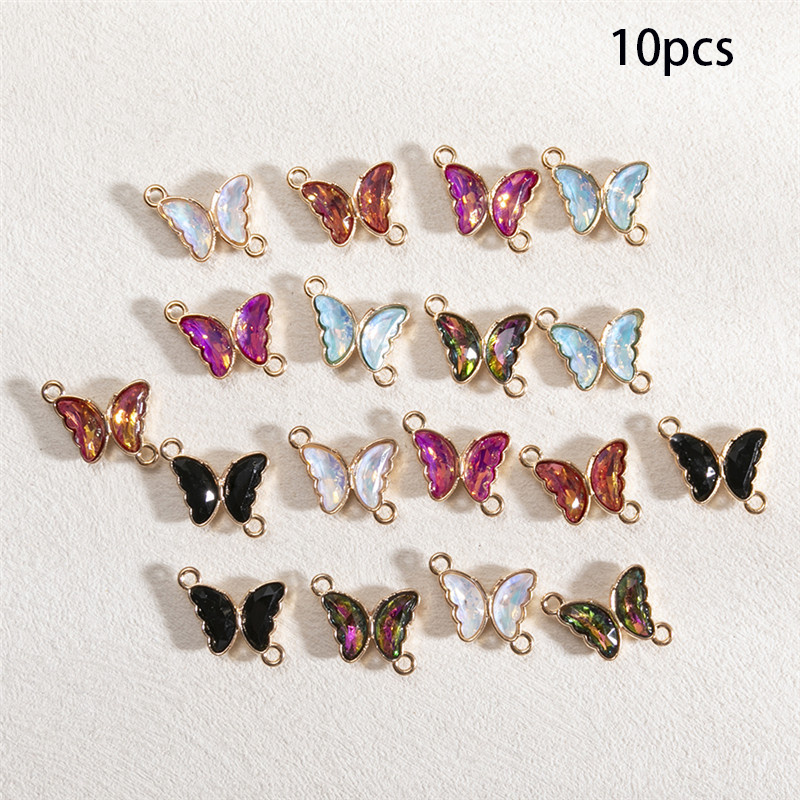 TEMU 10pcs Mixed Ab Color Style Pendant Colorful Glass Double Hole Connector Charm Jewelry Making Earrings Bracelet Additions
