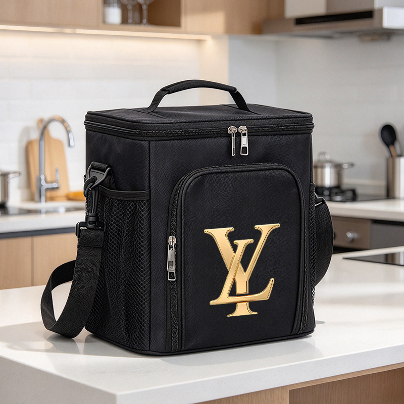 TEMU 1pc Ly Printed Lunch Bag, Large-capacity Cooler Bag, Insulated Thermal Bag, Adjustable Shoulder Strap, Multiple Compartments; - No Contact With
